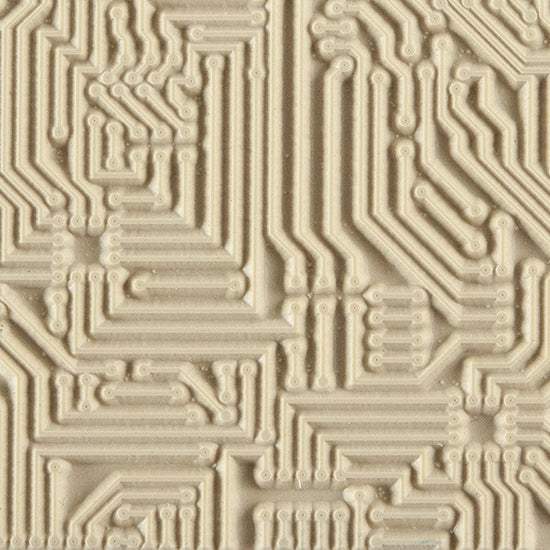 Texture Tile - Circuit Board. Beige Texture Tiles are flexible, washable and can be used with any soft clay. Spritz with CoolSlip or dust on Dry Powder Release for stick-free impressions when using metal clay and polymer clay.