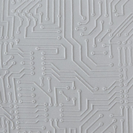 Texture Tile - Circuit Board Fineline sample rolled into clay