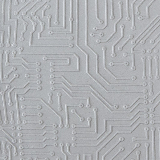 Texture Tile - Circuit Board Fineline sample rolled into clay