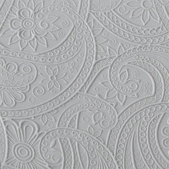 Texture Tile - Eastern Paisley Embossed sample rolled into clay