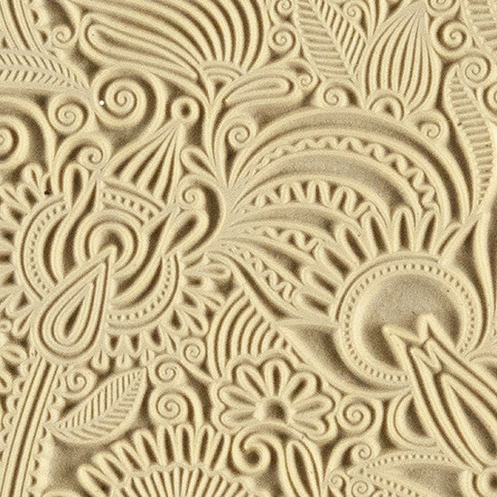 Texture Tile - Flower Doodle. Beige Texture Tiles are flexible, washable and can be used with any soft clay. Spritz with CoolSlip or dust on Dry Powder Release for stick-free impressions when using metal clay and polymer clay.