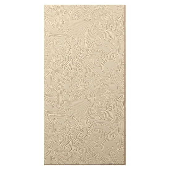 Texture Tile - Flower Doodle Fineline. Beige Texture Tiles are flexible, washable and can be used with any soft clay. Spritz with CoolSlip or dust on Dry Powder Release for stick-free impressions when using metal clay and polymer clay.