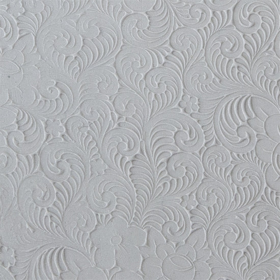 Texture Tile - Roses and Swirls Embossed sample rolled into clay