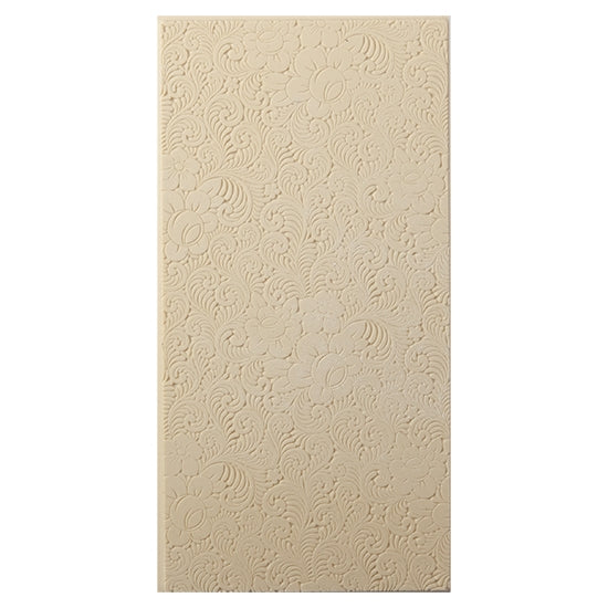 Texture Tile - Roses and Swirls Embossed. Beige Texture Tiles are flexible, washable and can be used with any soft clay. Spritz with CoolSlip or dust on Dry Powder Release for stick-free impressions when using metal clay and polymer clay.