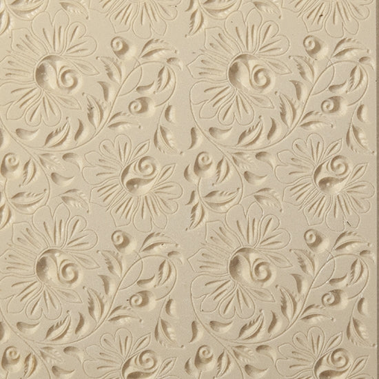 Texture Tile - Climbing Roses Embossed. Beige Texture Tiles are flexible, washable and can be used with any soft clay. Spritz with CoolSlip or dust on Dry Powder Release for stick-free impressions when using metal clay and polymer clay.