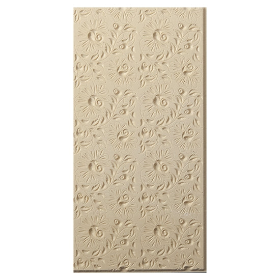 Texture Tile - Climbing Roses Embossed. Beige Texture Tiles are flexible, washable and can be used with any soft clay. Spritz with CoolSlip or dust on Dry Powder Release for stick-free impressions when using metal clay and polymer clay.