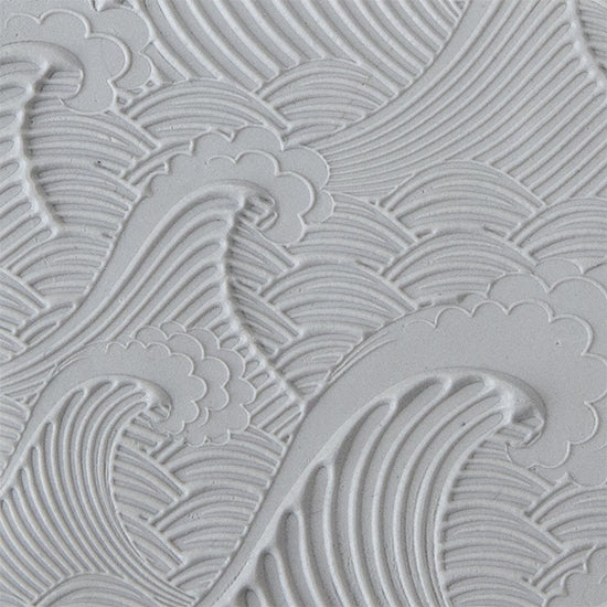 Texture Tile - Waves Embossed sample rolled into clay