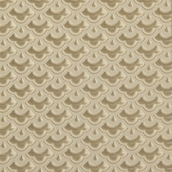 Texture Tile - Nested Scallops Embossed. Beige Texture Tiles are flexible, washable and can be used with any soft clay. Spritz with CoolSlip or dust on Dry Powder Release for stick-free impressions when using metal clay and polymer clay.