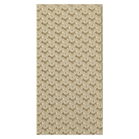 Texture Tile - Nested Scallops Embossed. Beige Texture Tiles are flexible, washable and can be used with any soft clay. Spritz with CoolSlip or dust on Dry Powder Release for stick-free impressions when using metal clay and polymer clay.