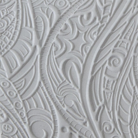 Texture Tile - Tribal Zen Multi-Tangle Embossed sample rolled into clay