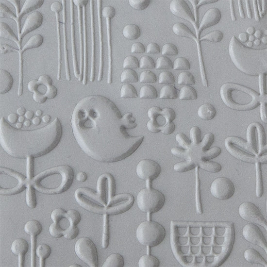 Texture Tile - Spring Cleaning Embossed sample rolled into clay