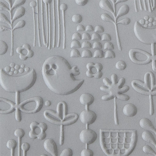 Texture Tile - Spring Cleaning Embossed sample rolled into clay