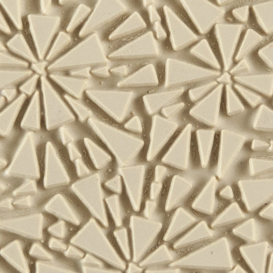 Texture Tile - Shattered. Beige Texture Tiles are flexible, washable and can be used with any soft clay. Spritz with CoolSlip or dust on Dry Powder Release for stick-free impressions when using metal clay and polymer clay.