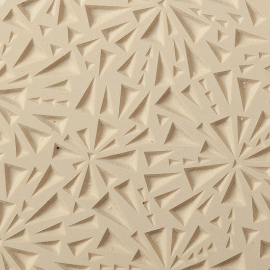 Texture Tile - Shattered Embossed. Beige Texture Tiles are flexible, washable and can be used with any soft clay. Spritz with CoolSlip or dust on Dry Powder Release for stick-free impressions when using metal clay and polymer clay.