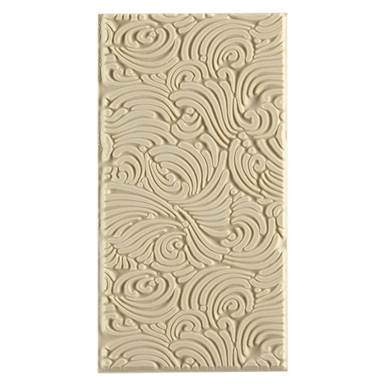 Texture Tile - Swirly Gig. Beige Texture Tiles are flexible, washable and can be used with any soft clay. Spritz with CoolSlip or dust on Dry Powder Release for stick-free impressions when using metal clay and polymer clay.