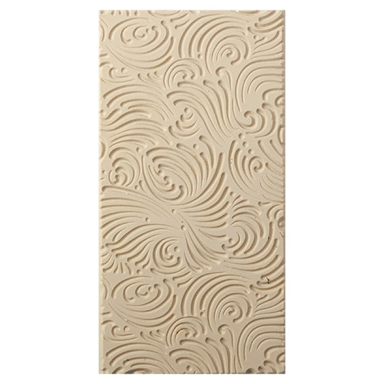 Texture Tile - Swirly Gig Embossed. Beige Texture Tiles are flexible, washable and can be used with any soft clay. Spritz with CoolSlip or dust on Dry Powder Release for stick-free impressions when using metal clay and polymer clay.