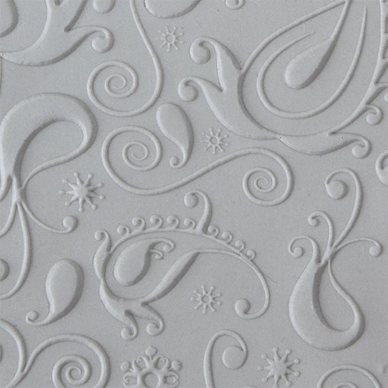 Texture Tile - Lazy Paisley Embossed sample rolled into clay