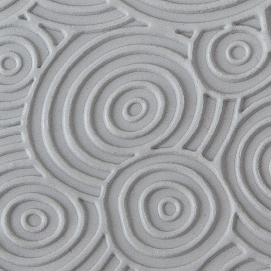 Texture Tile - Deco Circles sample rolled into clay