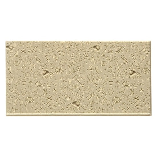 Texture Tile - Folklore Embossed. Beige Texture Tiles are flexible, washable and can be used with any soft clay. Spritz with CoolSlip or dust on Dry Powder Release for stick-free impressions when using metal clay and polymer clay.