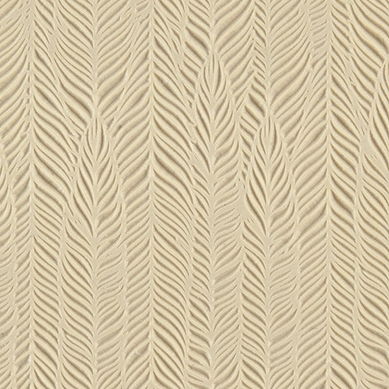 Texture Tile - Feathered. Beige Texture Tiles are flexible, washable and can be used with any soft clay. Spritz with CoolSlip or dust on Dry Powder Release for stick-free impressions when using metal clay and polymer clay.