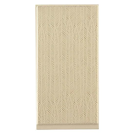 Texture Tile - Feathered. Beige Texture Tiles are flexible, washable and can be used with any soft clay. Spritz with CoolSlip or dust on Dry Powder Release for stick-free impressions when using metal clay and polymer clay.