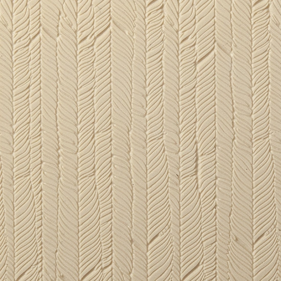 Texture Tile - Feathered Fineline. Beige Texture Tiles are flexible, washable and can be used with any soft clay. Spritz with CoolSlip or dust on Dry Powder Release for stick-free impressions when using metal clay and polymer clay.