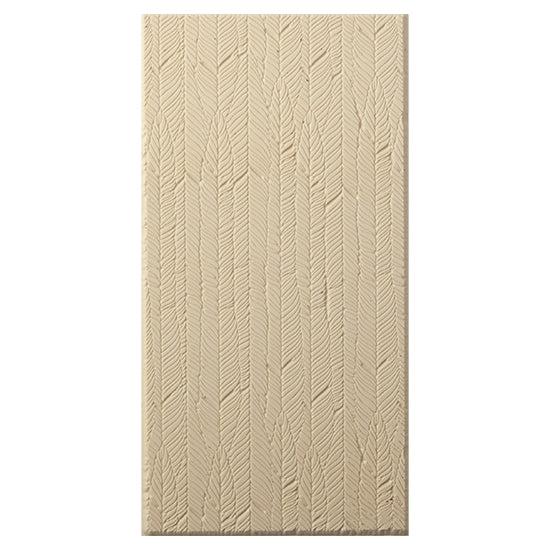 Texture Tile - Feathered Fineline. Beige Texture Tiles are flexible, washable and can be used with any soft clay. Spritz with CoolSlip or dust on Dry Powder Release for stick-free impressions when using metal clay and polymer clay.