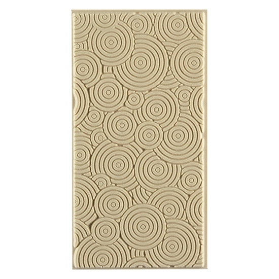 Texture Tile - Deco Circles Mini. Beige Texture Tiles are flexible, washable and can be used with any soft clay. Spritz with CoolSlip or dust on Dry Powder Release for stick-free impressions when using metal clay and polymer clay.