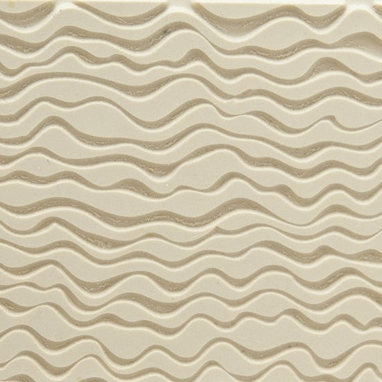 Texture Tile - Tidelines Embossed. Beige Texture Tiles are flexible, washable and can be used with any soft clay. Spritz with CoolSlip or dust on Dry Powder Release for stick-free impressions when using metal clay and polymer clay.