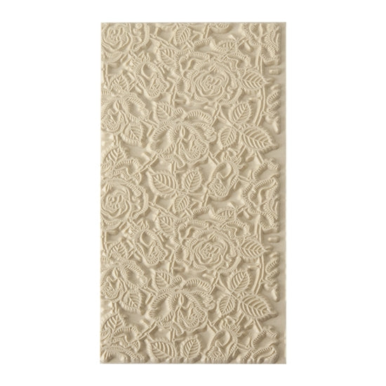 Texture Tile - Thorny Roses. Beige Texture Tiles are flexible, washable and can be used with any soft clay. Spritz with CoolSlip or dust on Dry Powder Release for stick-free impressions when using metal clay and polymer clay.