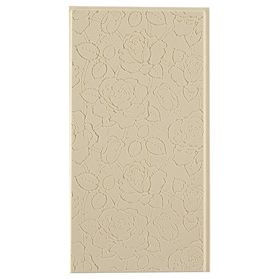 Texture Tile - Thorny Roses Fineline. Beige Texture Tiles are flexible, washable and can be used with any soft clay. Spritz with CoolSlip or dust on Dry Powder Release for stick-free impressions when using metal clay and polymer clay.