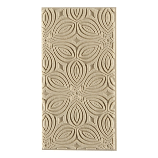 Texture Tile - Kaleidoscope. Beige Texture Tiles are flexible, washable and can be used with any soft clay. Spritz with CoolSlip or dust on Dry Powder Release for stick-free impressions when using metal clay and polymer clay.