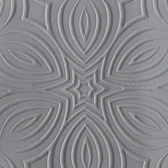 Texture Tile - Kaleidoscope Embossed sample rolled into clay