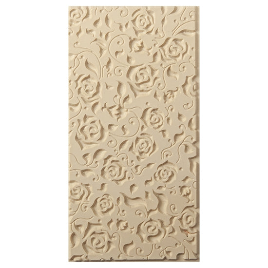 Texture Tile - Rosalita Embossed. Beige Texture Tiles are flexible, washable and can be used with any soft clay. Spritz with CoolSlip or dust on Dry Powder Release for stick-free impressions when using metal clay and polymer clay.