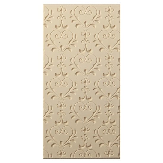 Texture Tile - My Sweetheart Embossed. Beige Texture Tiles are flexible, washable and can be used with any soft clay. Spritz with CoolSlip or dust on Dry Powder Release for stick-free impressions when using metal clay and polymer clay.