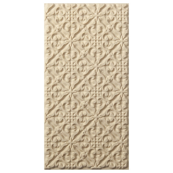 Texture Tile - Victorian Ivy. Beige Texture Tiles are flexible, washable and can be used with any soft clay. Spritz with CoolSlip or dust on Dry Powder Release for stick-free impressions when using metal clay and polymer clay.