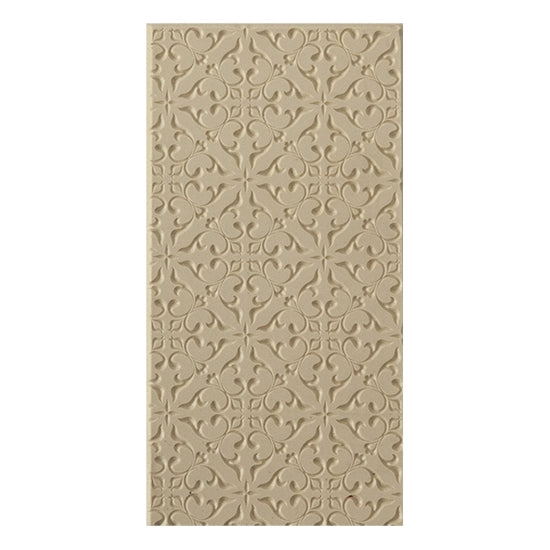 Texture Tile - Victorian Ivy Embossed. Beige Texture Tiles are flexible, washable and can be used with any soft clay. Spritz with CoolSlip or dust on Dry Powder Release for stick-free impressions when using metal clay and polymer clay.