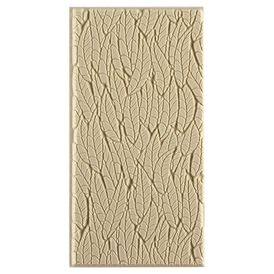 Texture Tile - Flock o'Feathers. Beige Texture Tiles are flexible, washable and can be used with any soft clay. Spritz with CoolSlip or dust on Dry Powder Release for stick-free impressions when using metal clay and polymer clay.