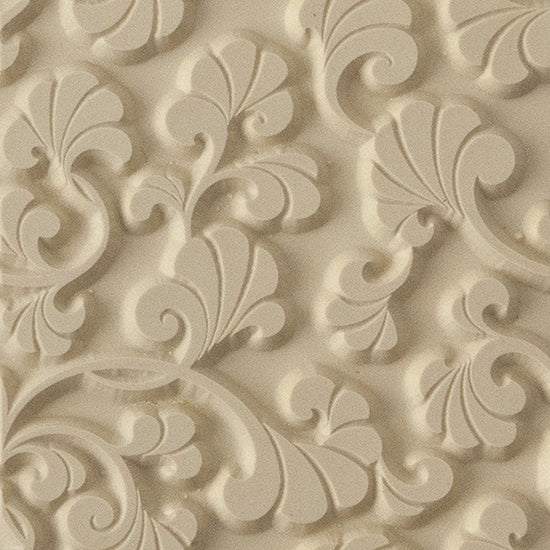 Texture Tile - Plume Party. Beige Texture Tiles are flexible, washable and can be used with any soft clay. Spritz with CoolSlip or dust on Dry Powder Release for stick-free impressions when using metal clay and polymer clay.