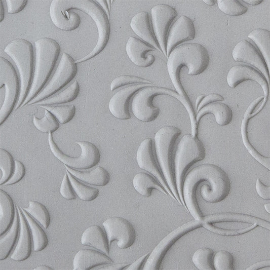 Texture Tile - Plume Party Embossed sample rolled into clay