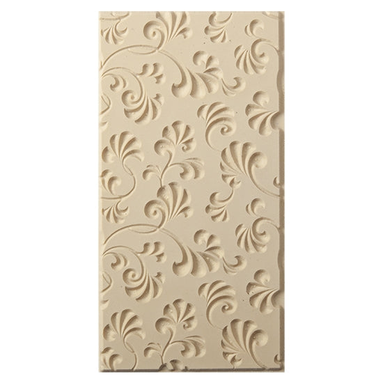 Texture Tile - Plume Party Embossed. Beige Texture Tiles are flexible, washable and can be used with any soft clay. Spritz with CoolSlip or dust on Dry Powder Release for stick-free impressions when using metal clay and polymer clay.