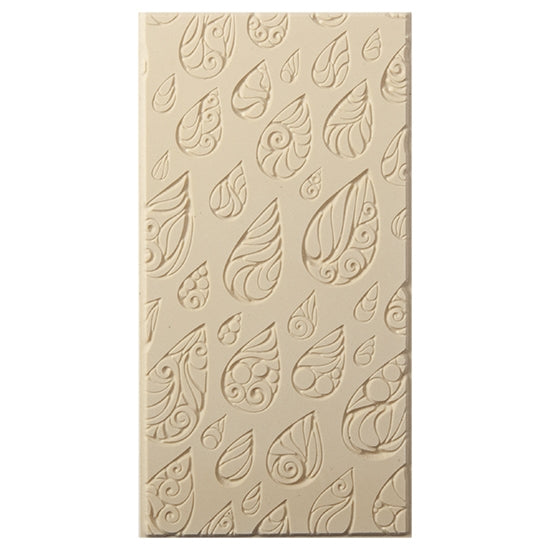 Texture Tile - Rainy Day Embossed. Beige Texture Tiles are flexible, washable and can be used with any soft clay. Spritz with CoolSlip or dust on Dry Powder Release for stick-free impressions when using metal clay and polymer clay.