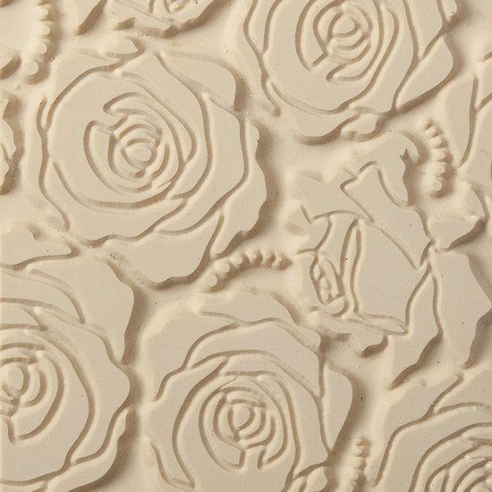 Texture Tile - Rose Cluster. Beige Texture Tiles are flexible, washable and can be used with any soft clay. Spritz with CoolSlip or dust on Dry Powder Release for stick-free impressions when using metal clay and polymer clay.