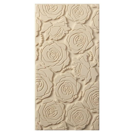 Texture Tile - Rose Cluster. Beige Texture Tiles are flexible, washable and can be used with any soft clay. Spritz with CoolSlip or dust on Dry Powder Release for stick-free impressions when using metal clay and polymer clay.