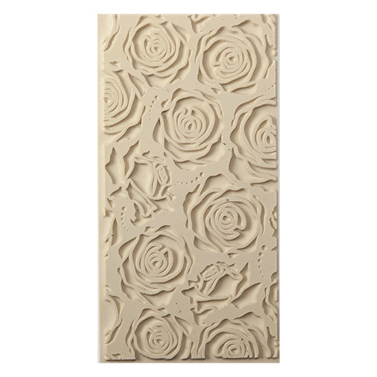 Texture Tile - Rose Cluster Embossed. Beige Texture Tiles are flexible, washable and can be used with any soft clay. Spritz with CoolSlip or dust on Dry Powder Release for stick-free impressions when using metal clay and polymer clay.