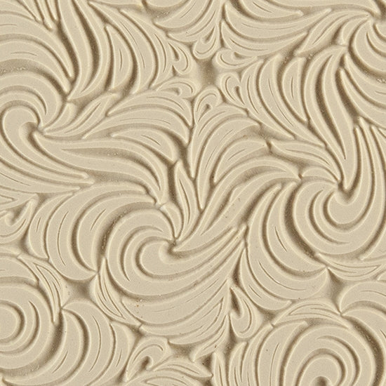 Texture Tile - Whirlwind. Beige Texture Tiles are flexible, washable and can be used with any soft clay. Spritz with CoolSlip or dust on Dry Powder Release for stick-free impressions when using metal clay and polymer clay.