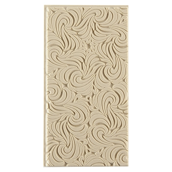 Texture Tile - Whirlwind. Beige Texture Tiles are flexible, washable and can be used with any soft clay. Spritz with CoolSlip or dust on Dry Powder Release for stick-free impressions when using metal clay and polymer clay.