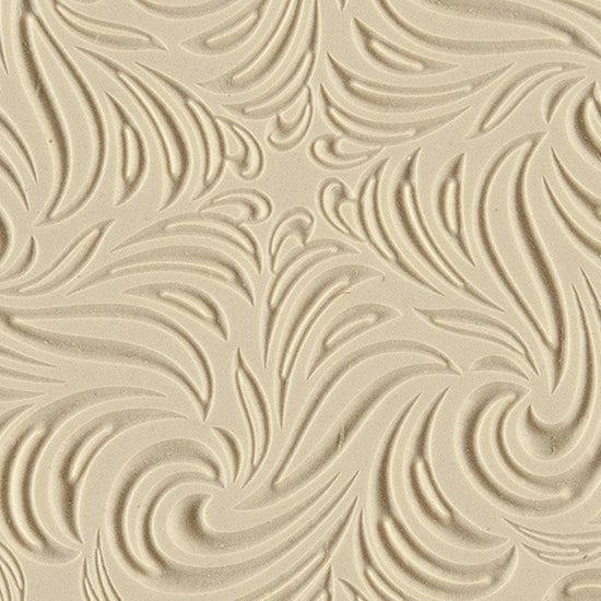 Texture Tile - Whirlwind Embossed. Beige Texture Tiles are flexible, washable and can be used with any soft clay. Spritz with CoolSlip or dust on Dry Powder Release for stick-free impressions when using metal clay and polymer clay.