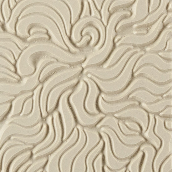 Texture Tile - Wavey Embossed. Beige Texture Tiles are flexible, washable and can be used with any soft clay. Spritz with CoolSlip or dust on Dry Powder Release for stick-free impressions when using metal clay and polymer clay.