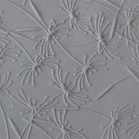 Texture Tile - Dandelion Wish Fineline sample rolled into clay